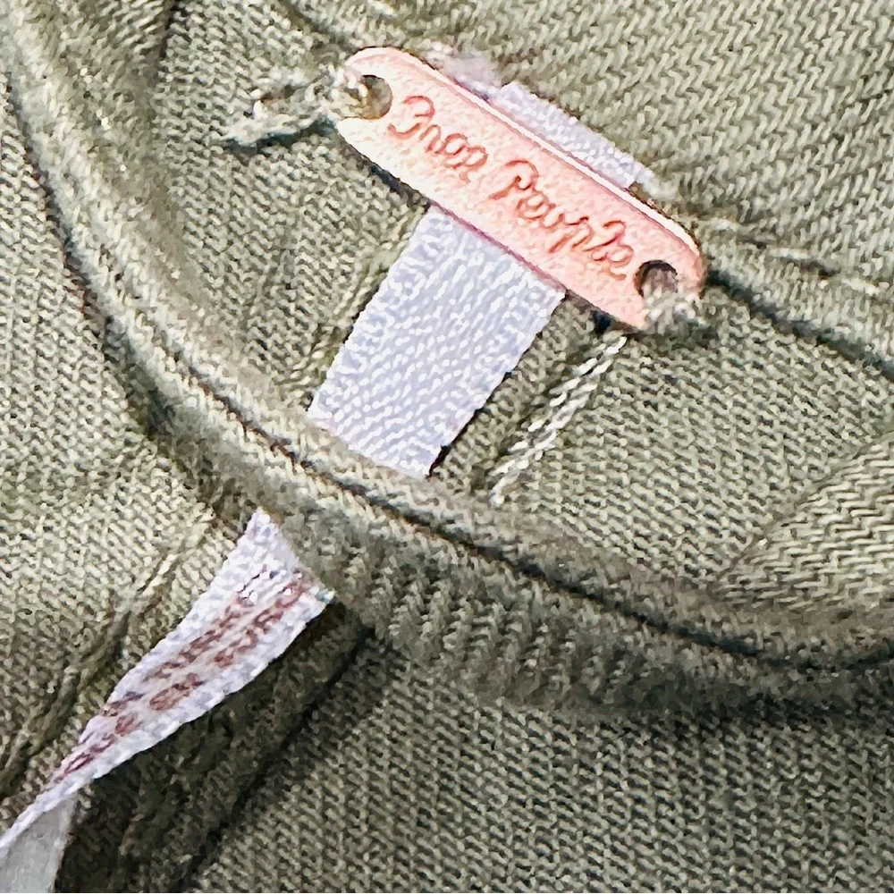 🧥🪖 FREE PEOPLE Army Green Utility Denim Jacket | XS | Relaxed Fit Layering‎ - Picture 3 of 4